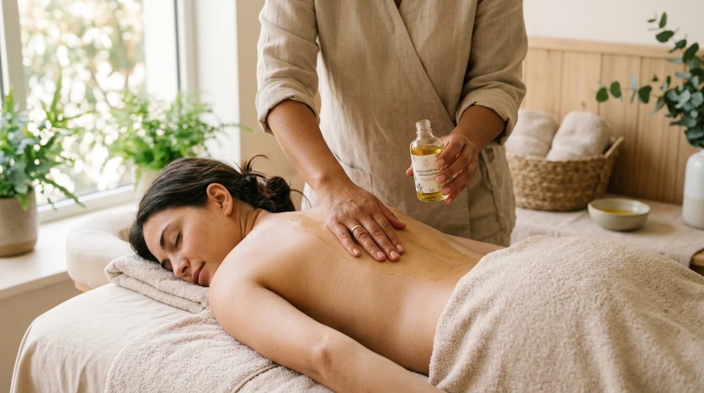 Application d'une huile de massage adaptée au type de peau