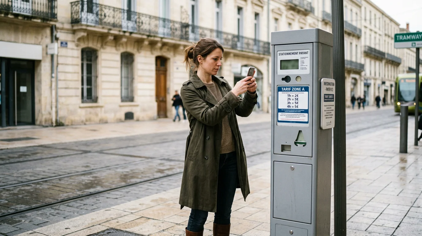 Automobiliste photographiant un horodateur à Montpellier pour constituer une preuve de stationnement