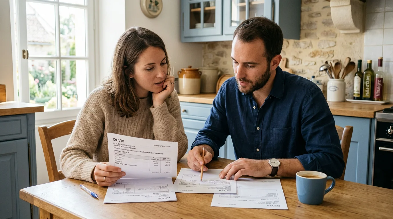 Propriétaires comparant des devis de diagnostics immobiliers