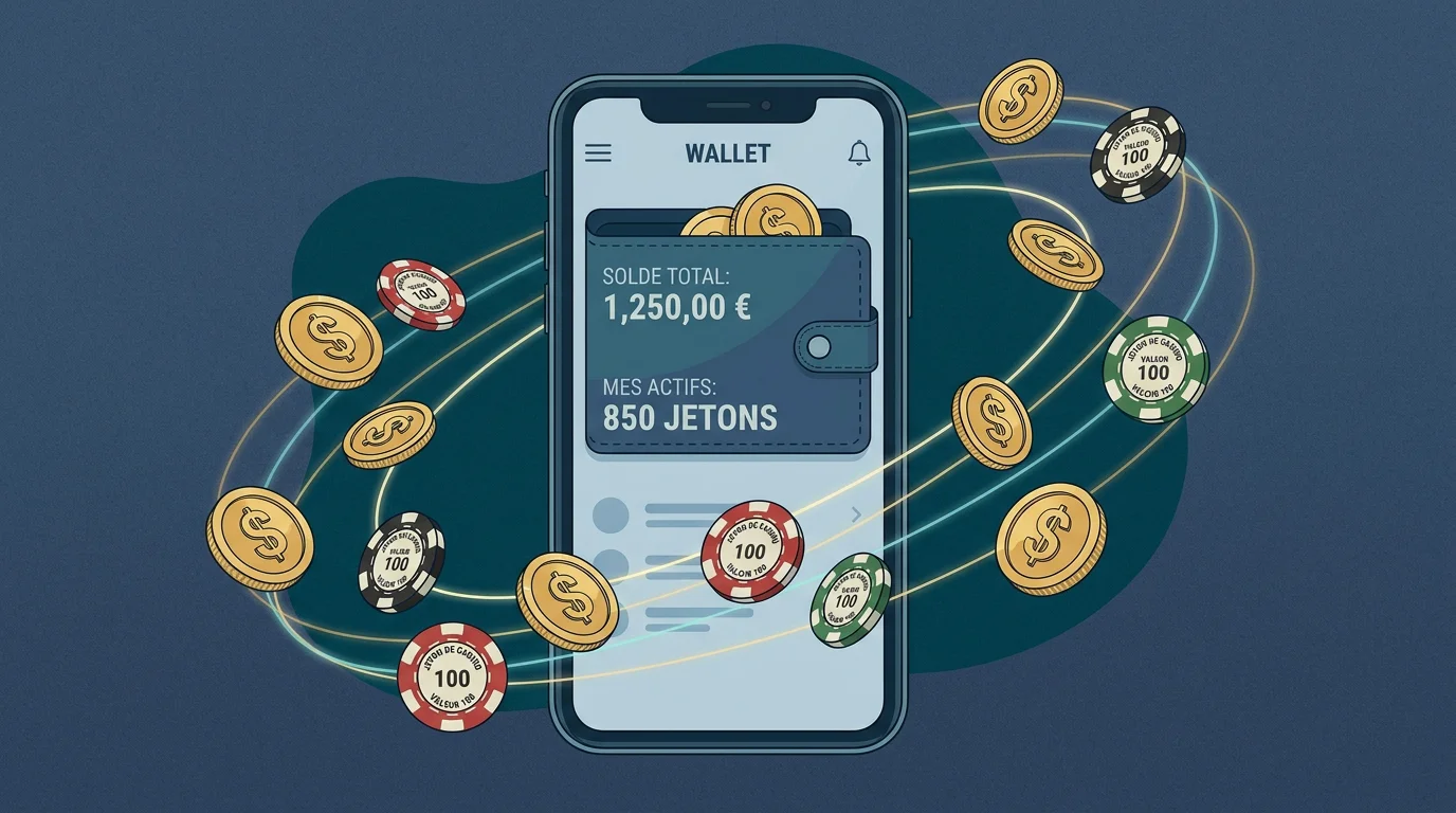 Illustration d'un bonus sans dépôt sur un casino en ligne avec des jetons gratuits
