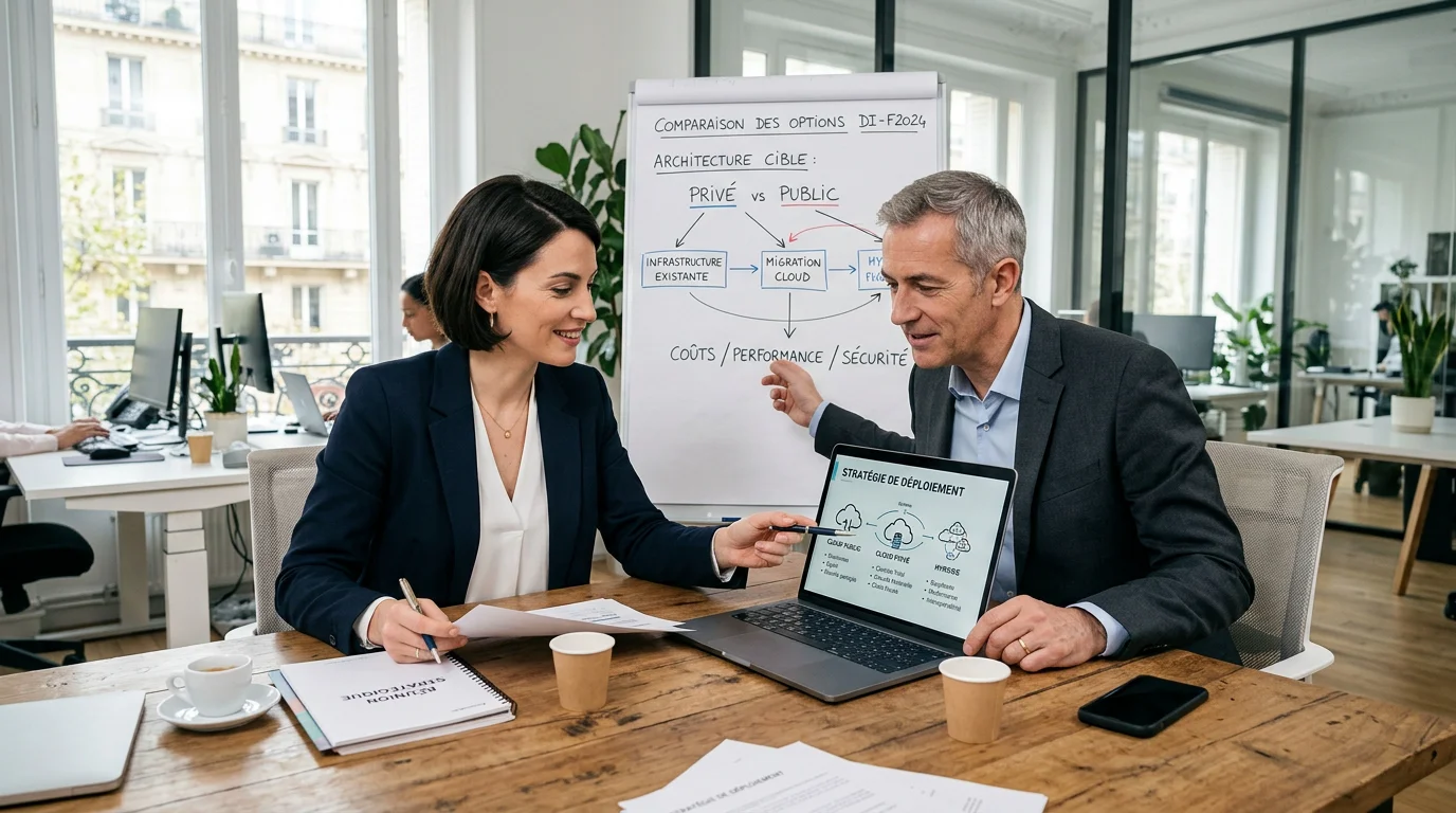 Consultants européens comparant un ERP on premise et un ERP cloud en réunion
