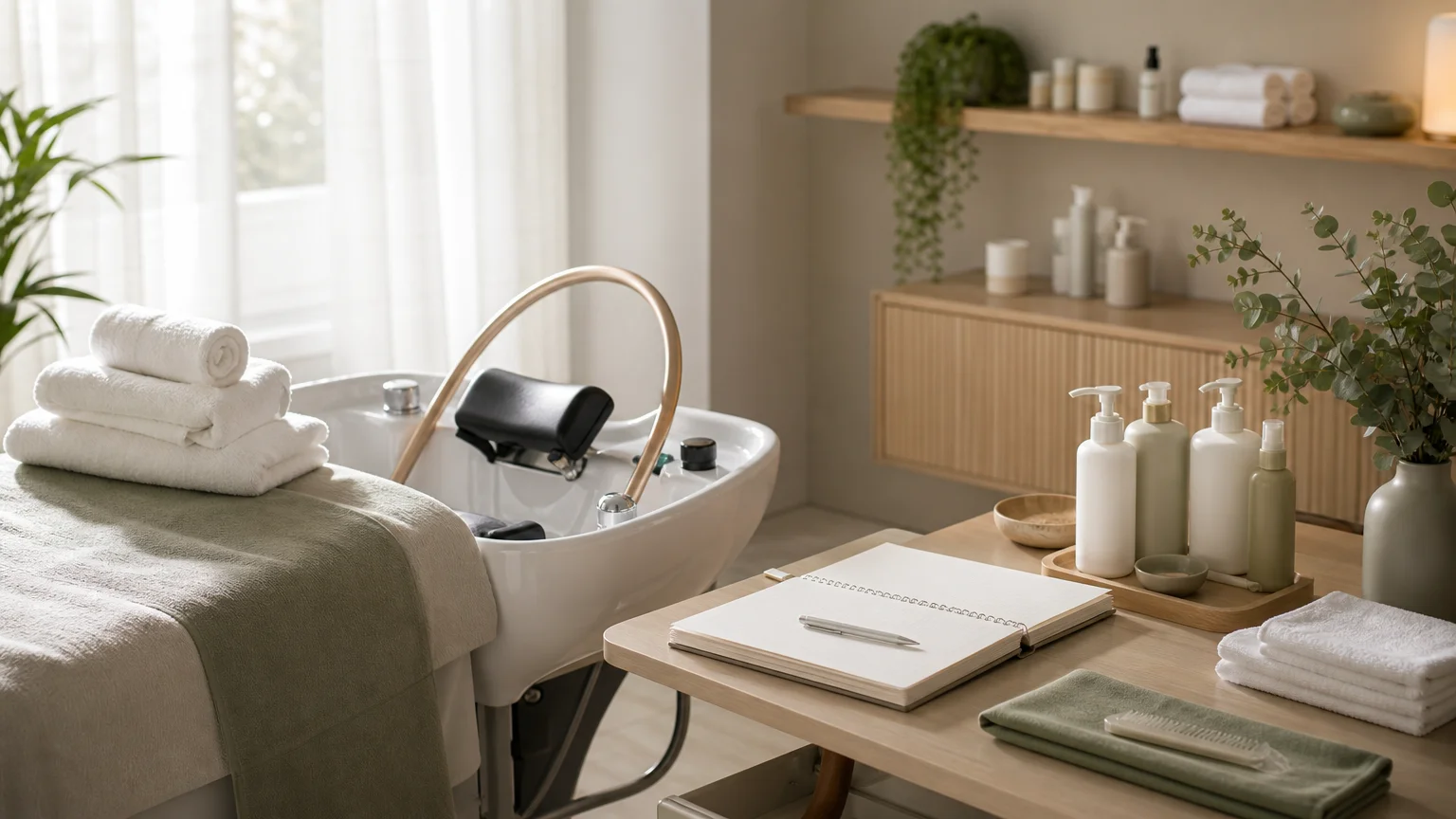 Cabine Head Spa préparée pour une formation professionnelle