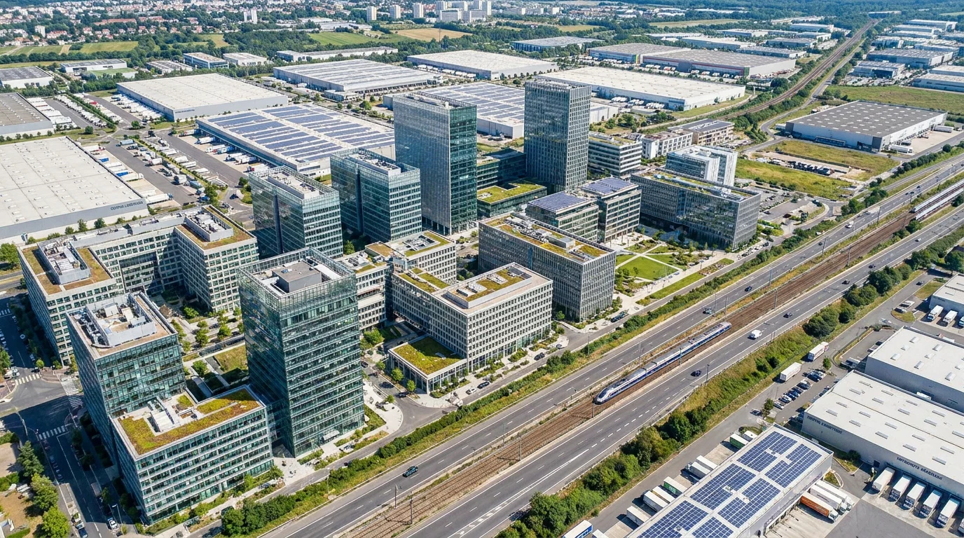 Zone d'activité économique à Saint-Denis avec entrepôts et bureaux modernes
