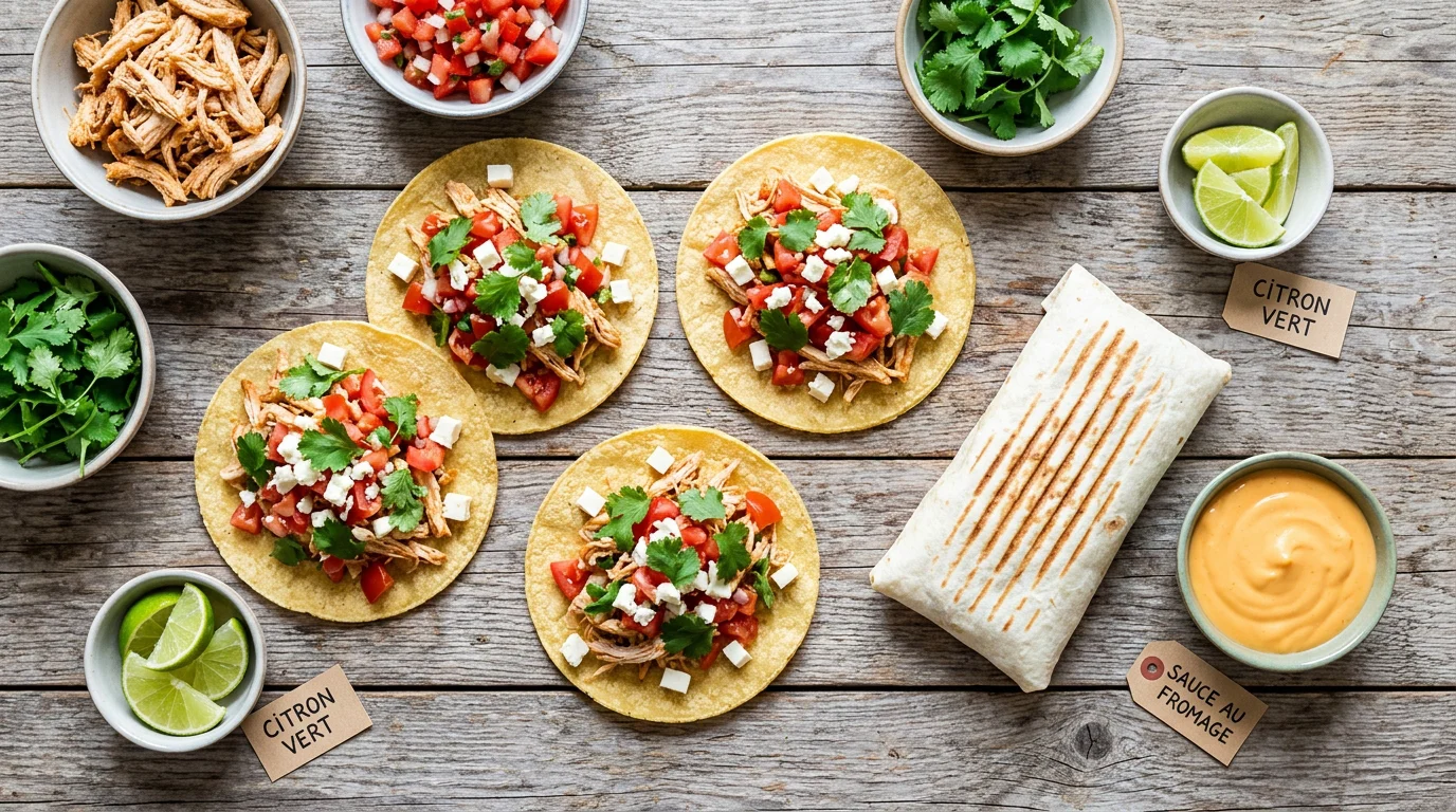 Assortiment de garnitures pour tacos français et mexicains maison