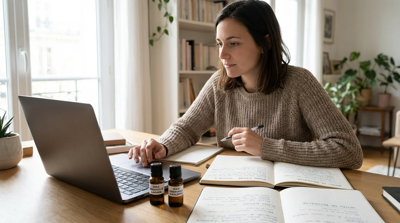 Personne suivant une formation de thérapeute holistique à distance sur ordinateur portable