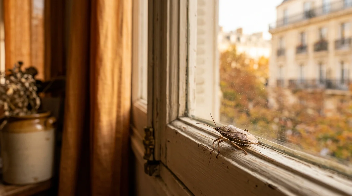 Punaise diabolique posée sur le cadre d'une fenêtre à l'intérieur