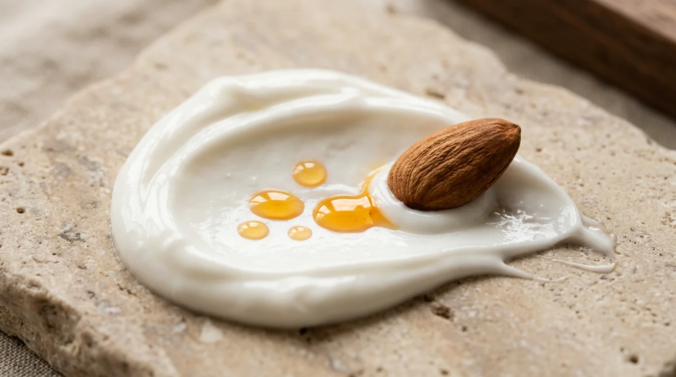 Texture d'une crème corporelle hydratante enrichie en huiles végétales