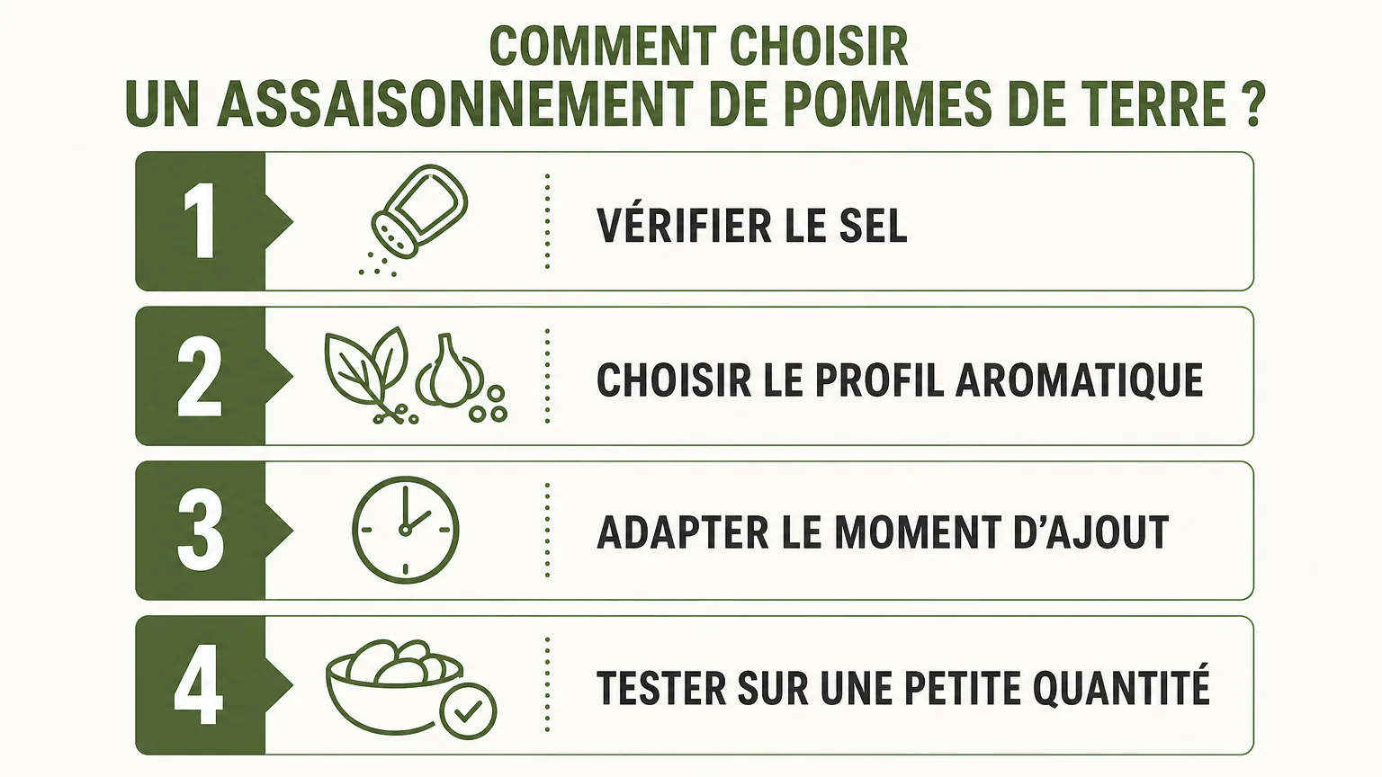 Checklist pour choisir et utiliser un mélange d’épices pour pommes de terre
