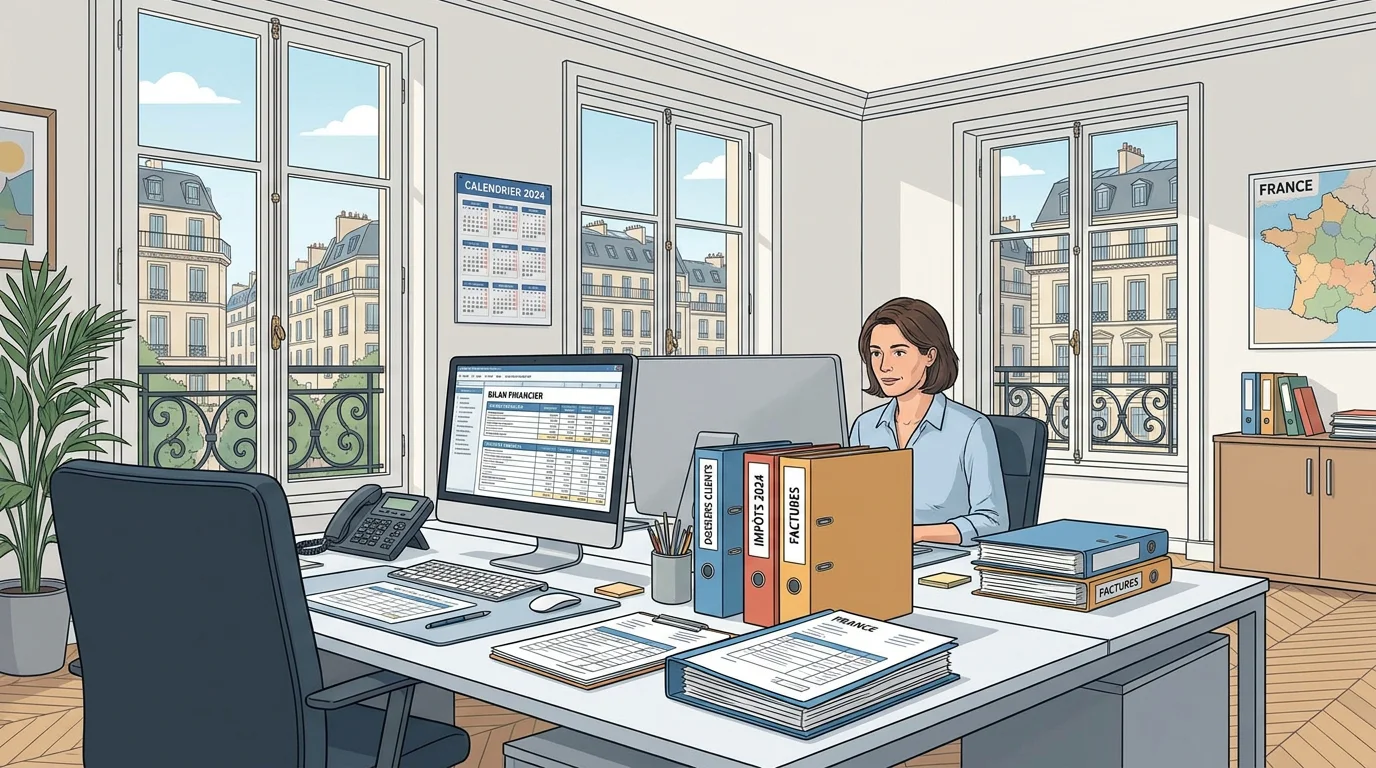 Bureau de comptabilité moderne avec un professionnel analysant des données financières