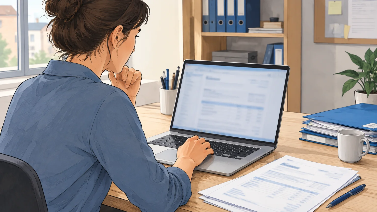 Dirigeant de TPE consultant une facture fournisseur