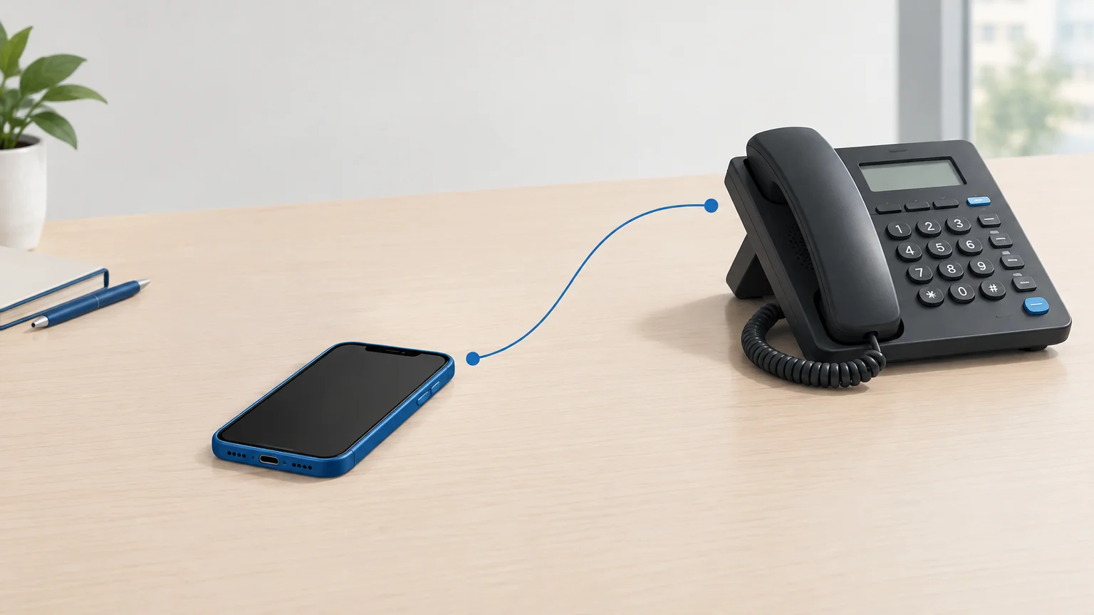 Smartphone et téléphone de bureau pour une ligne professionnelle