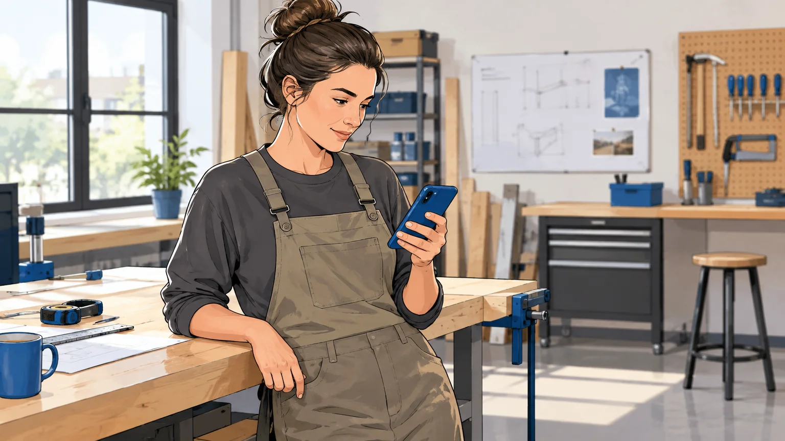 Un professionnel répond à un appel sur son smartphone au travail