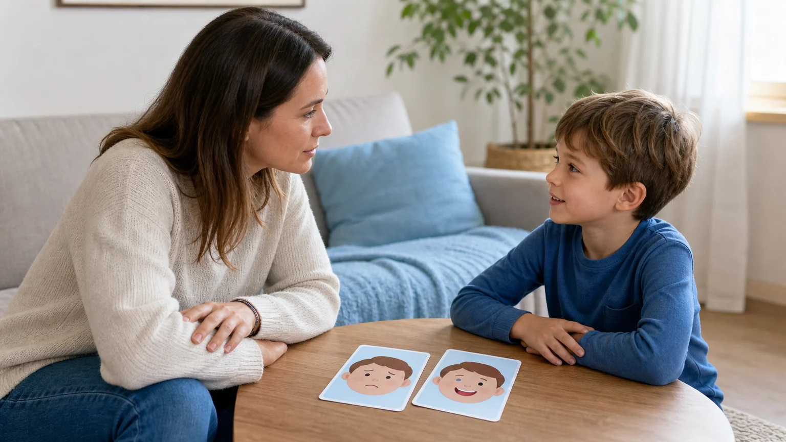 Parent et enfant échangent autour des émotions