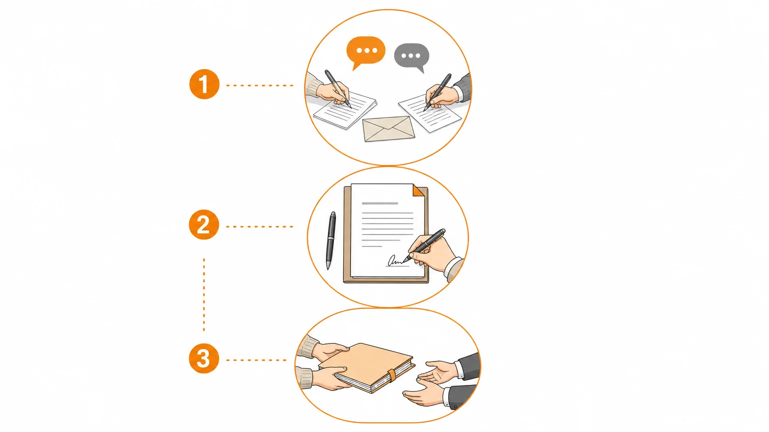 Infographie en trois étapes pour préparer une démarche concernant l’autorité parentale.
