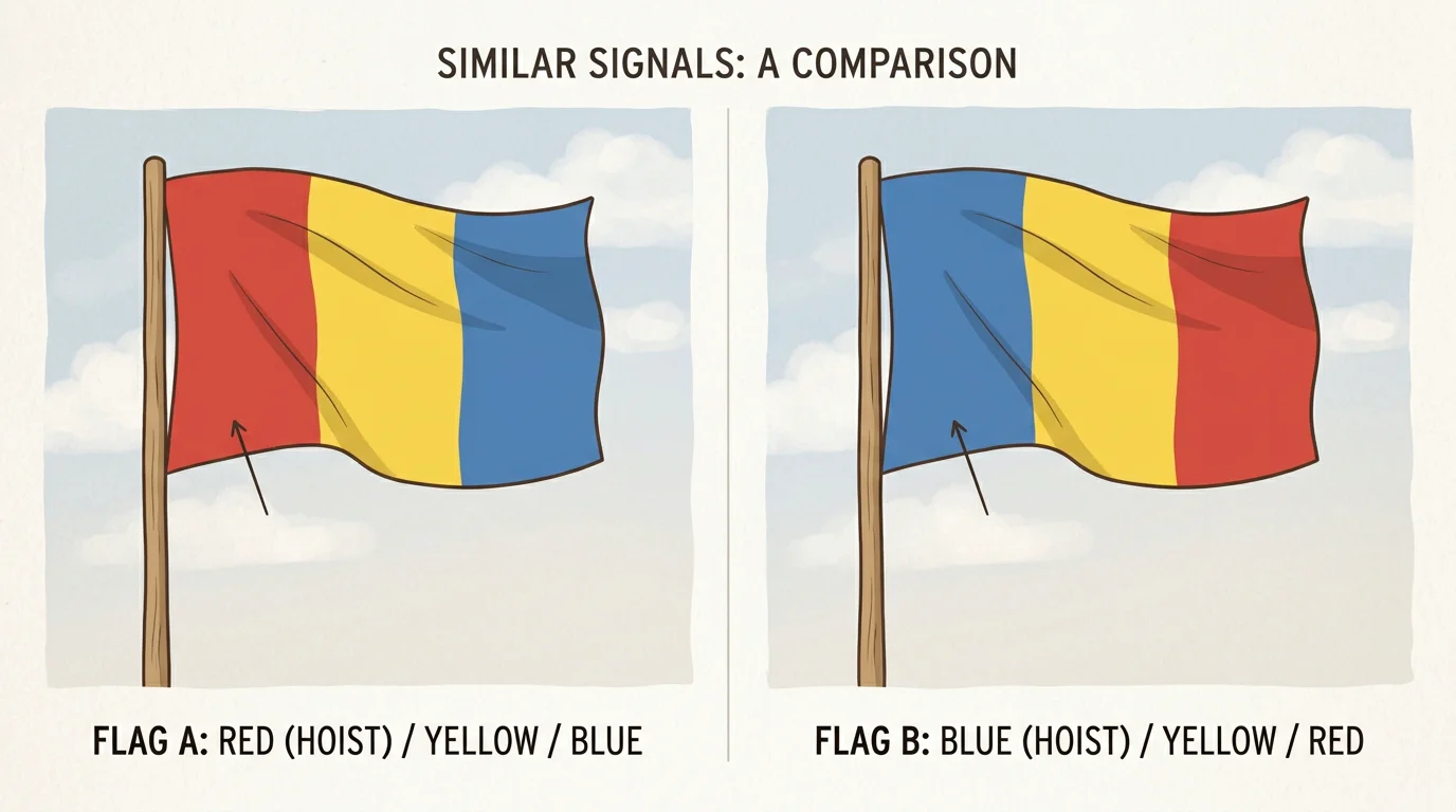 Two nearly identical striped national flags shown side by side for comparison