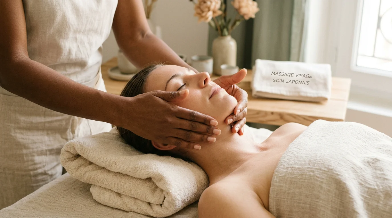 Massage du visage inspiré du Kobido japonais dans un institut hyérois