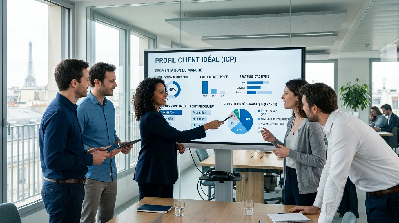 Équipe commerciale européenne définissant son profil de client idéal
