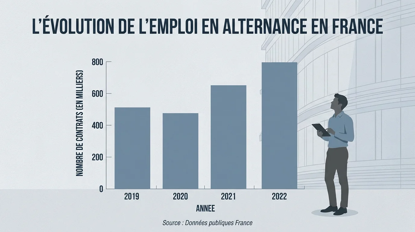 Illustration de l'évolution de l'emploi en alternance en France en 2026