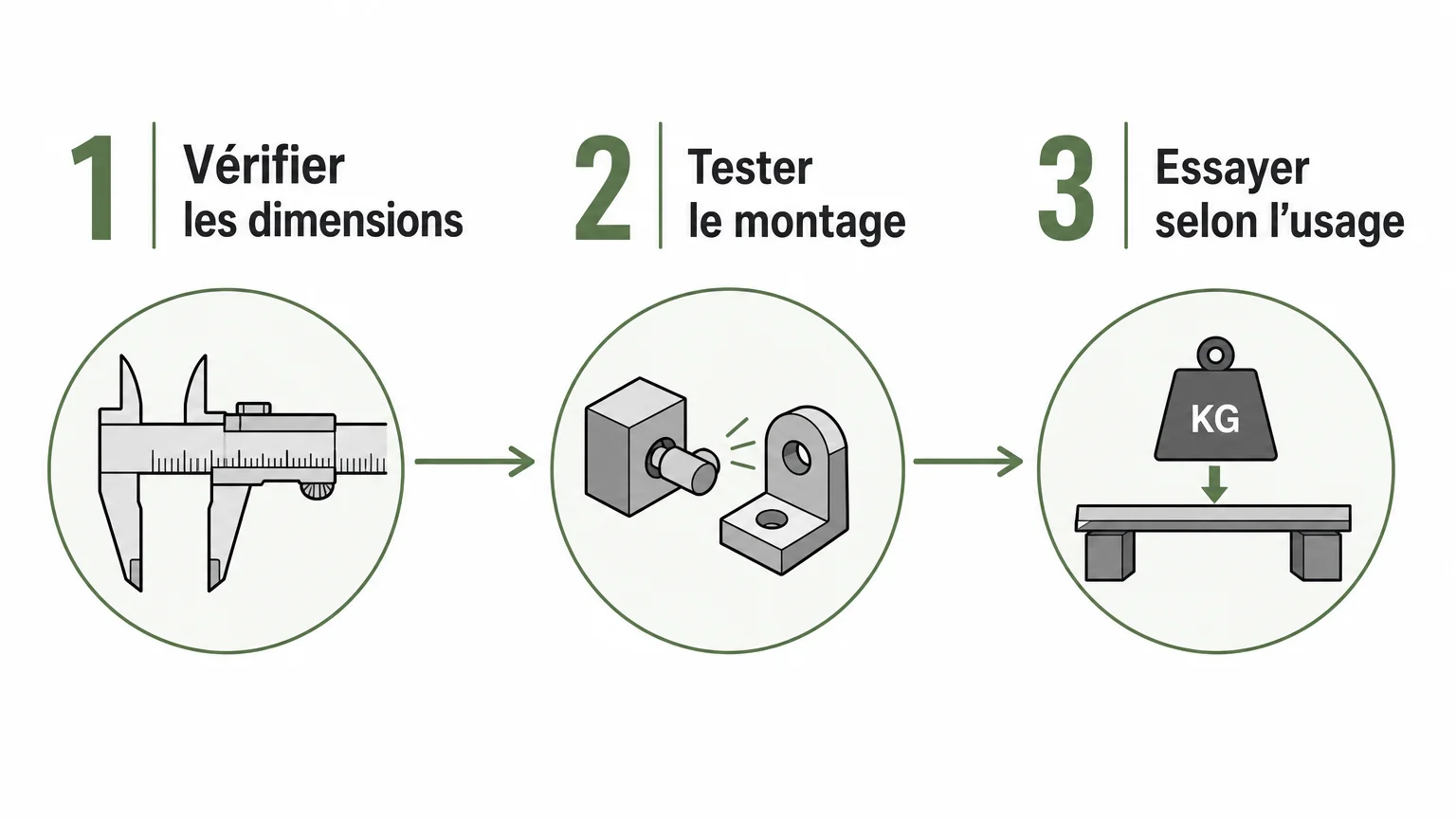 Checklist de contrôle des dimensions, du montage et de l’usage d’une pièce imprimée