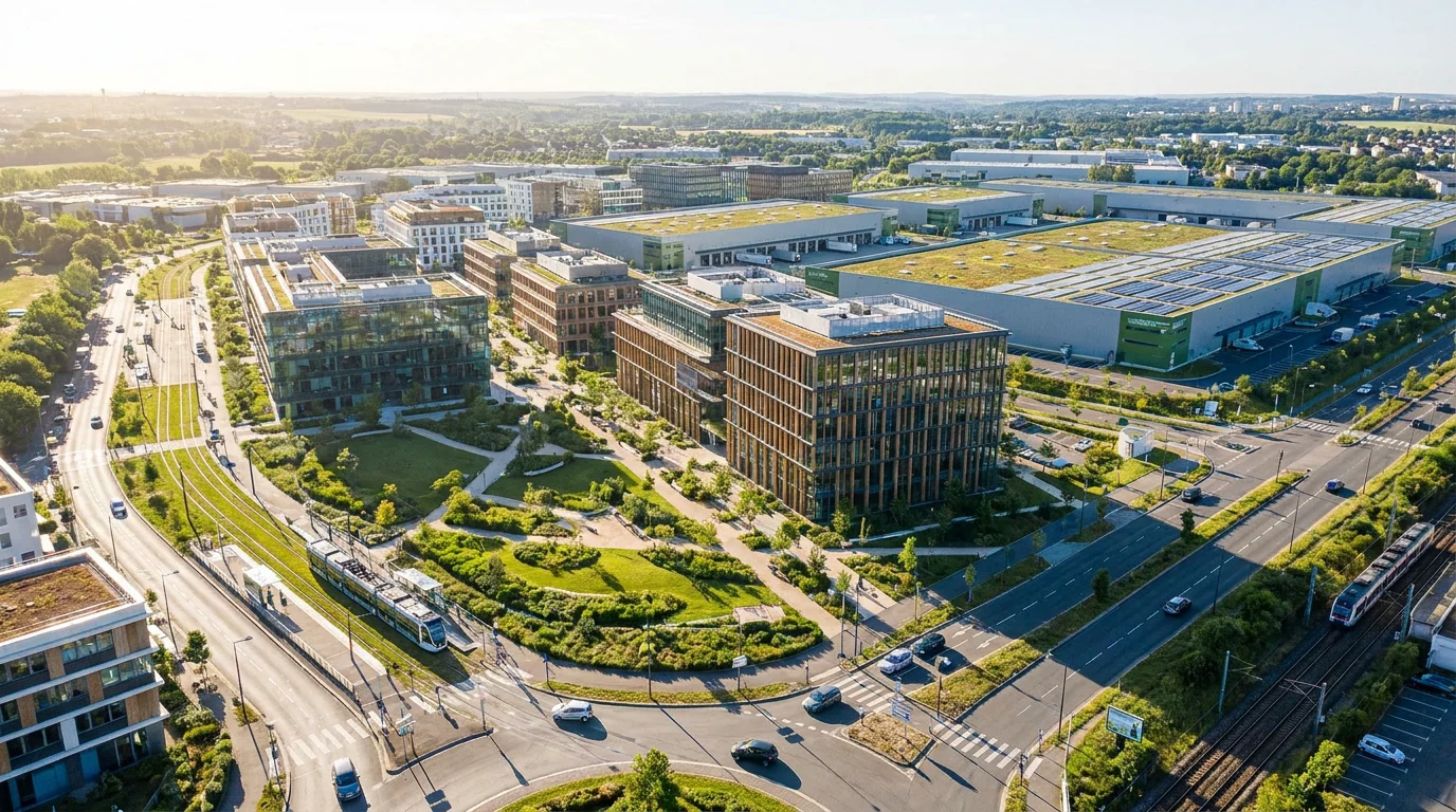 Zone d'activités économiques en Essonne avec entrepôts et bureaux