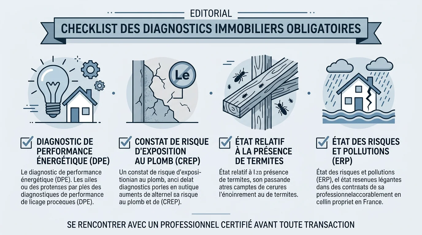 Infographie des diagnostics immobiliers obligatoires et de leurs prix