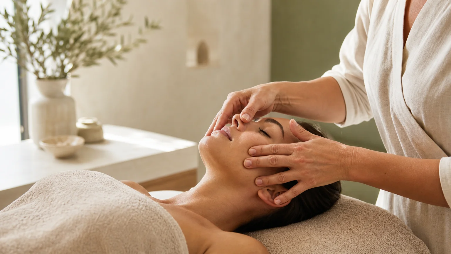 Massage facial japonais Kobido à Hyères dans une cabine apaisante