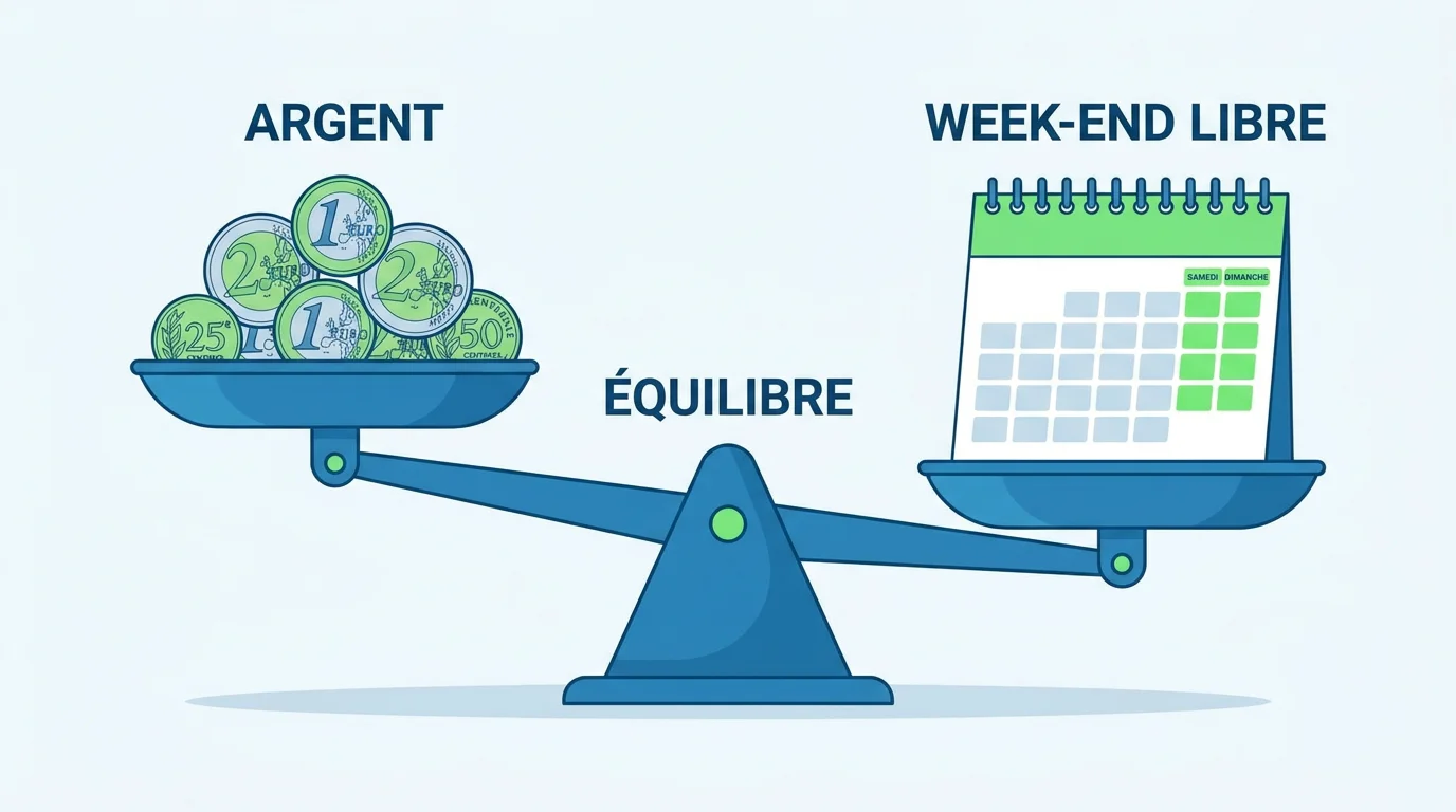 Illustration du rapport entre salaire et jours travaillés le week-end en France