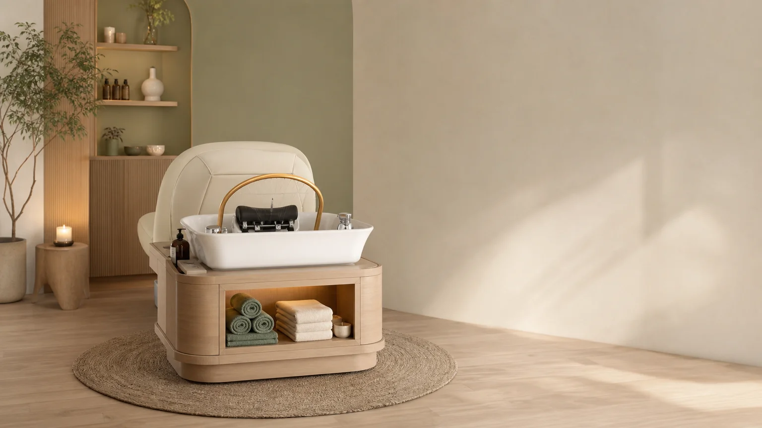 Poste professionnel préparé pour une prestation Head Spa