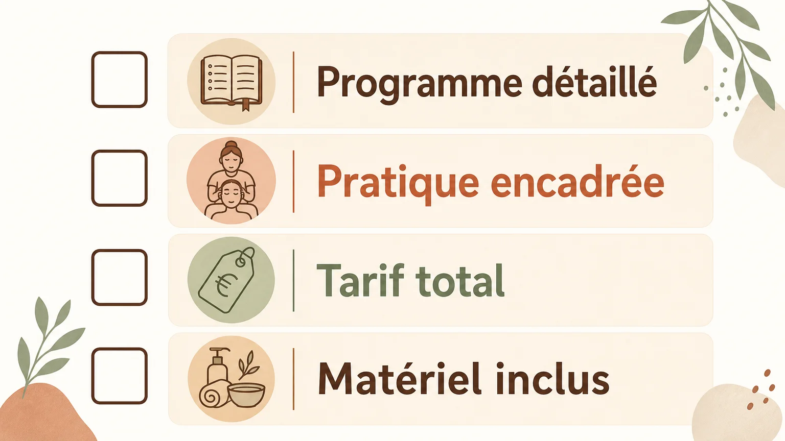 Checklist pour comparer le prix et les conditions d’une formation Head Spa