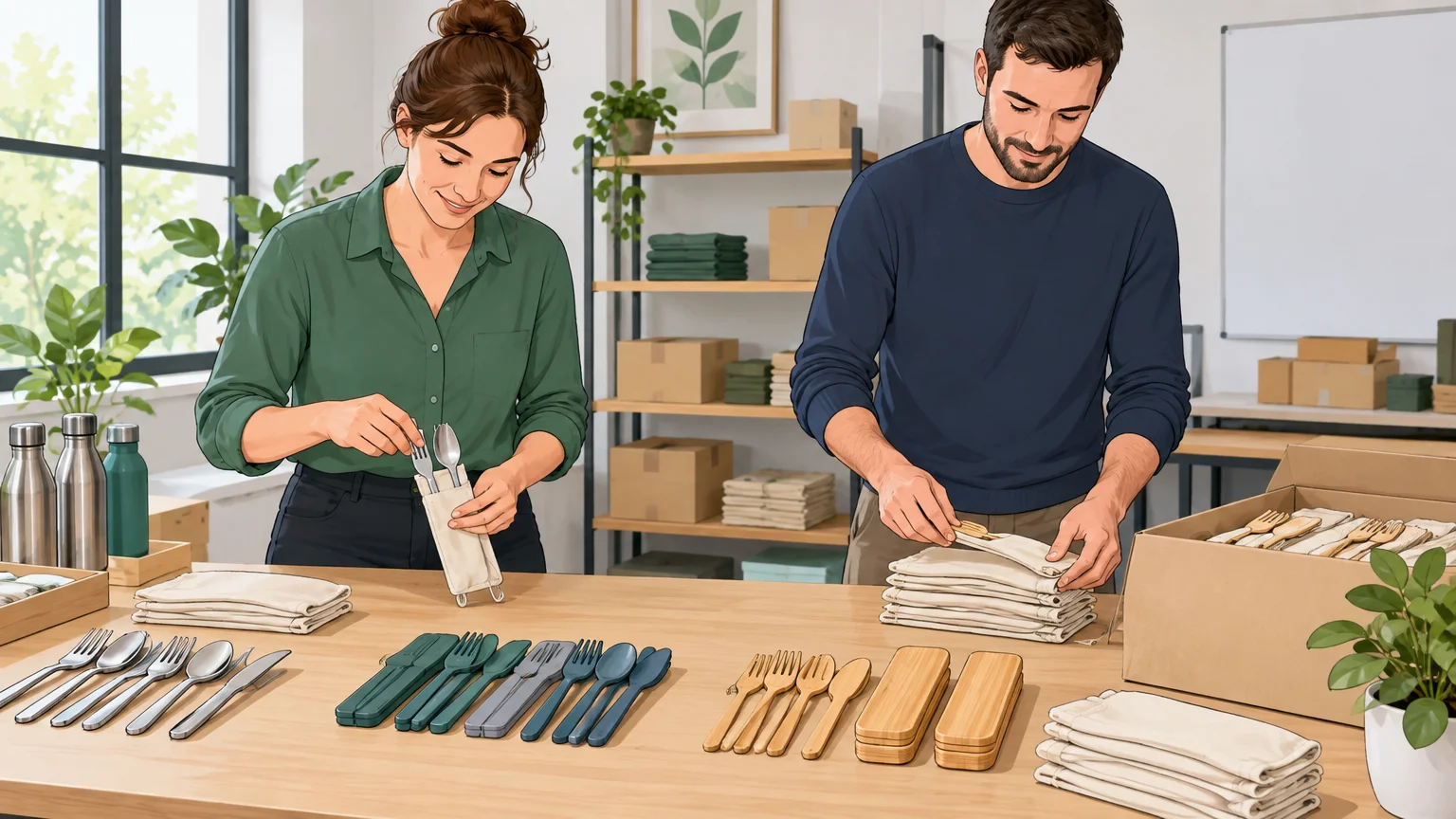 Préparation et distribution de sets de couverts réutilisables pour un événement