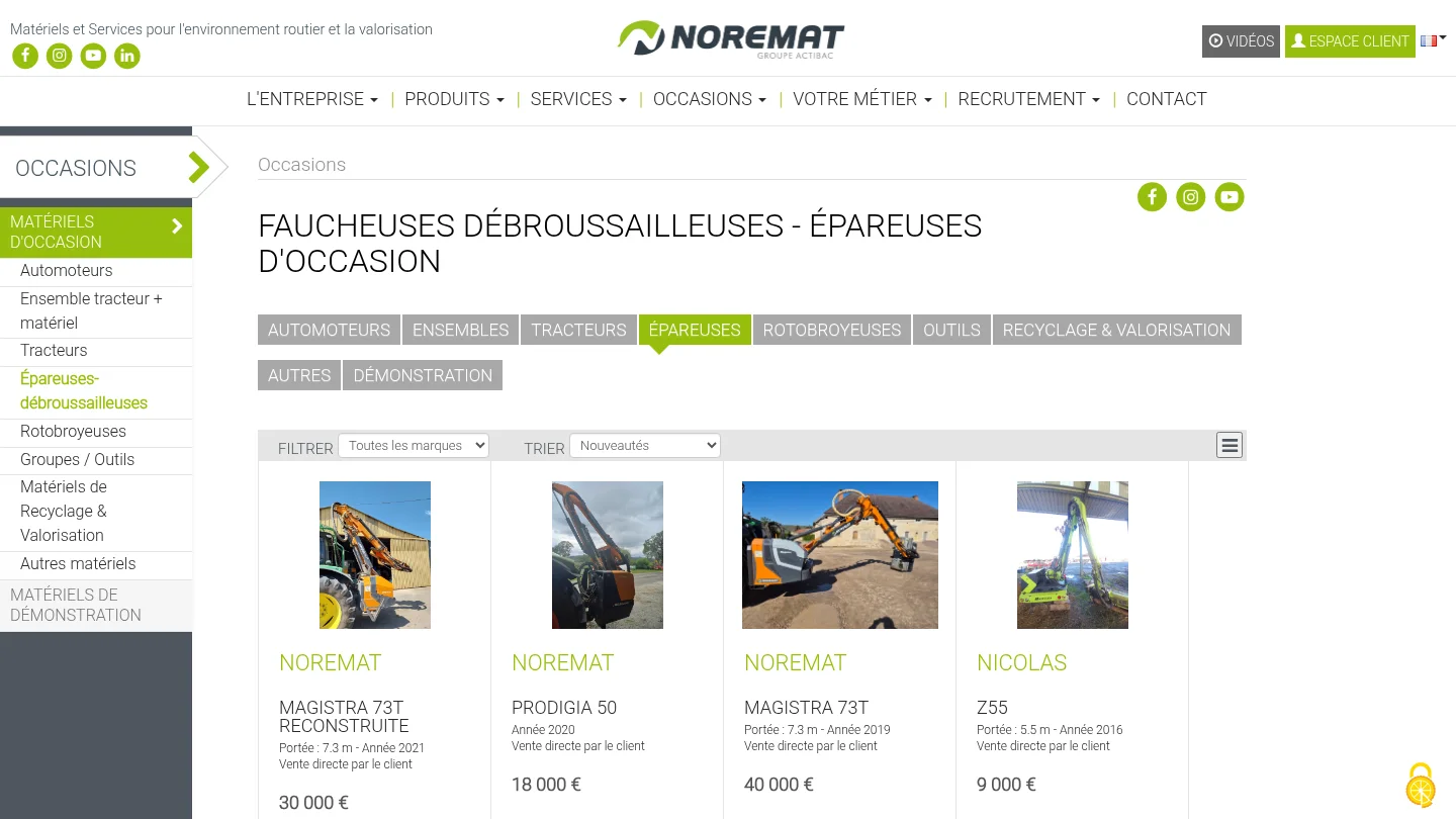 Épareuse Noremat d’occasion
