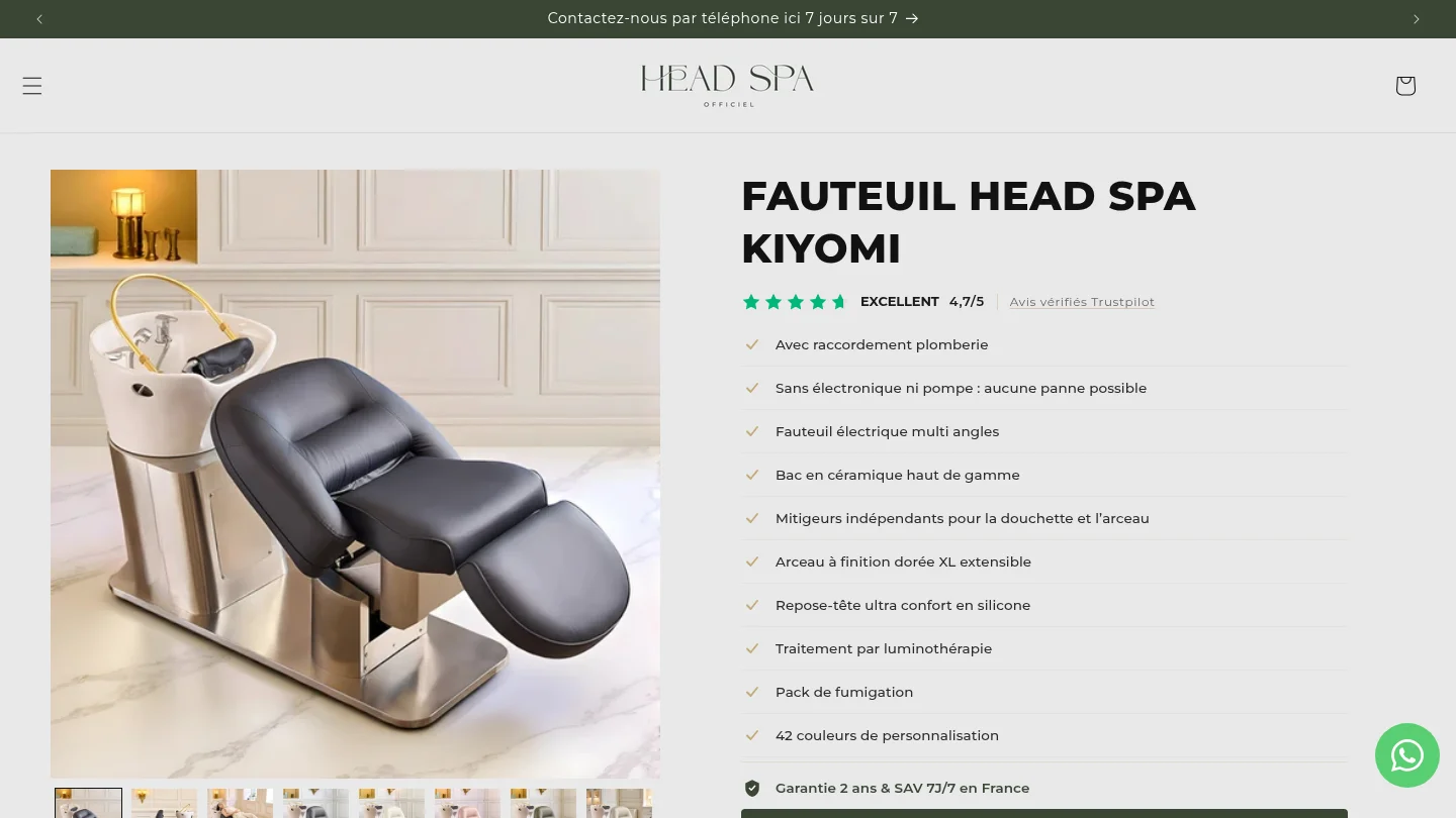 Fauteuil Head Spa Kiyomi