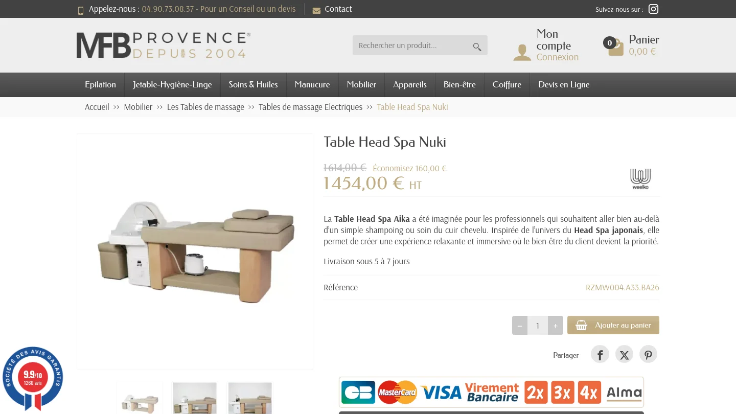 Table Head Spa Aika