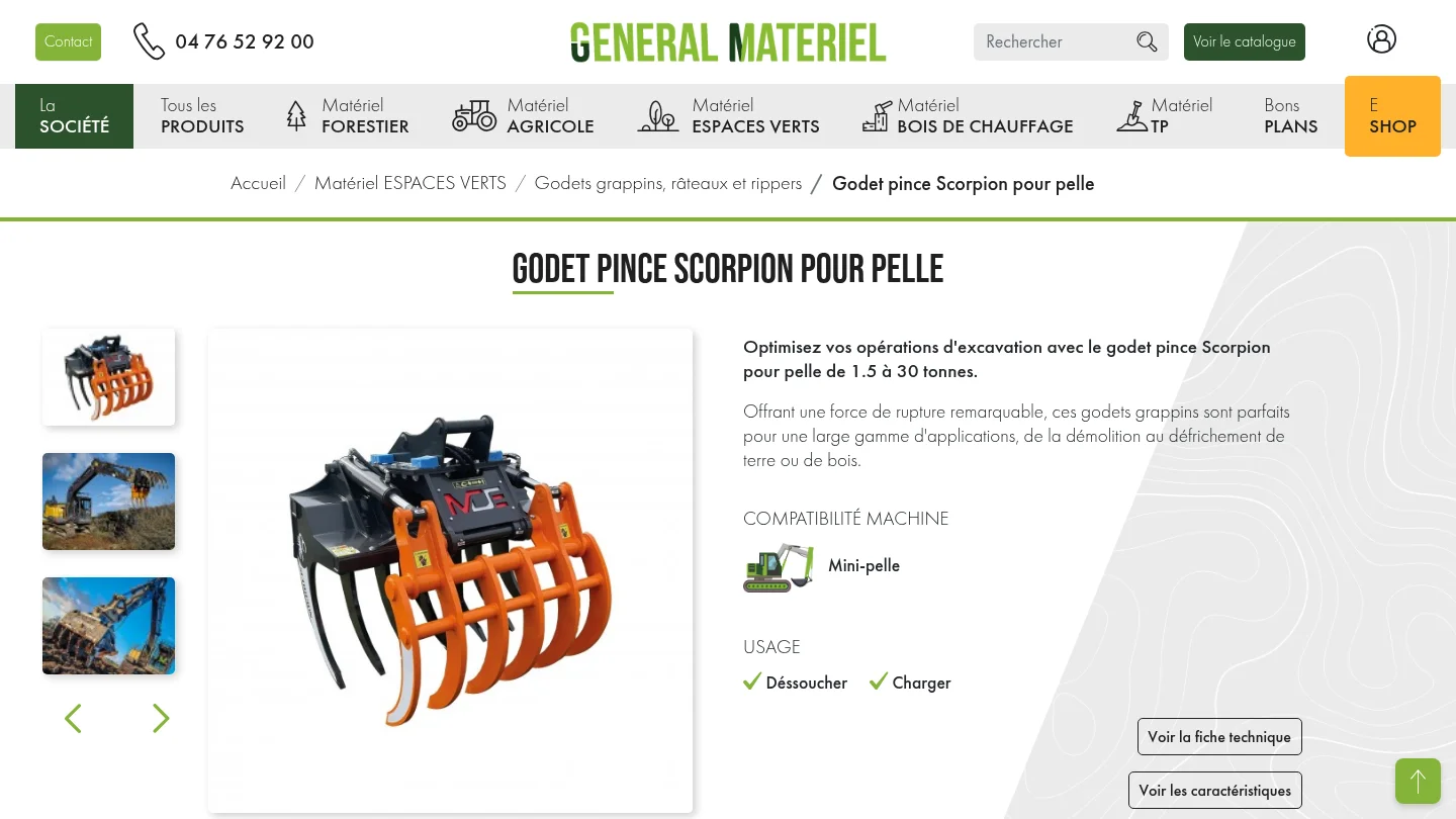 Godet pince Scorpion — General Materiel