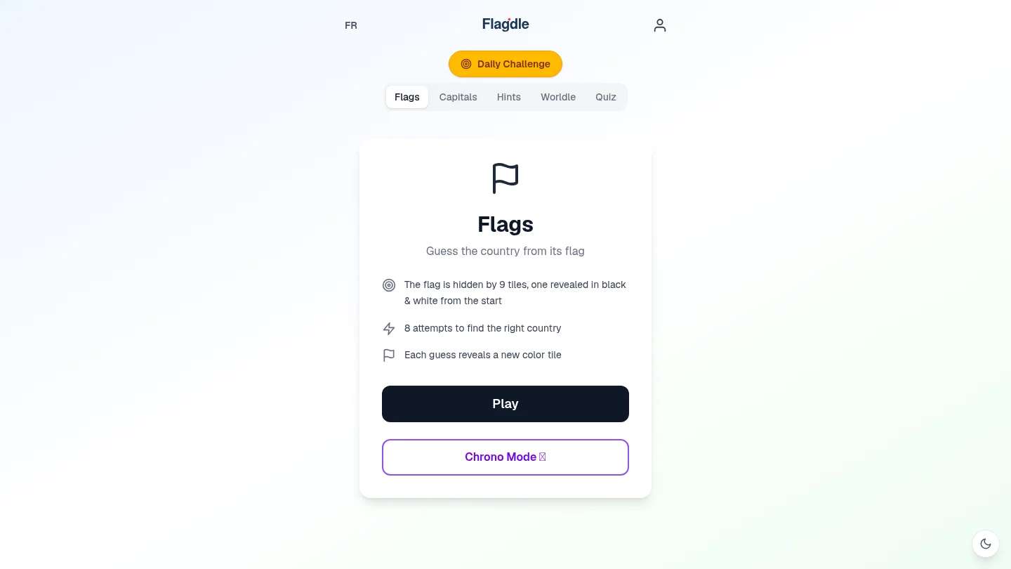 Homepage of Flagdle