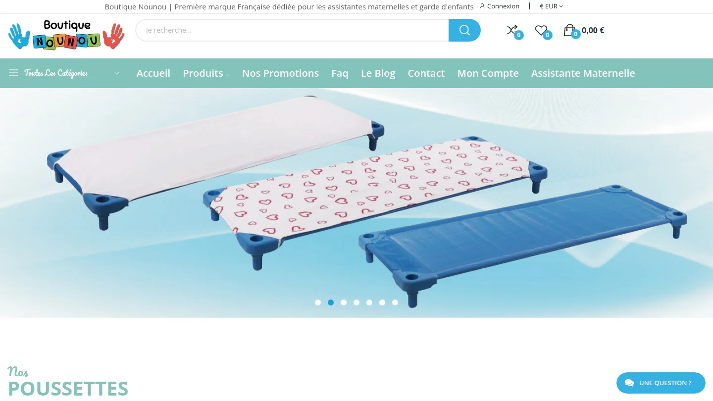 Capture de la page d’accueil de Boutique Nounou