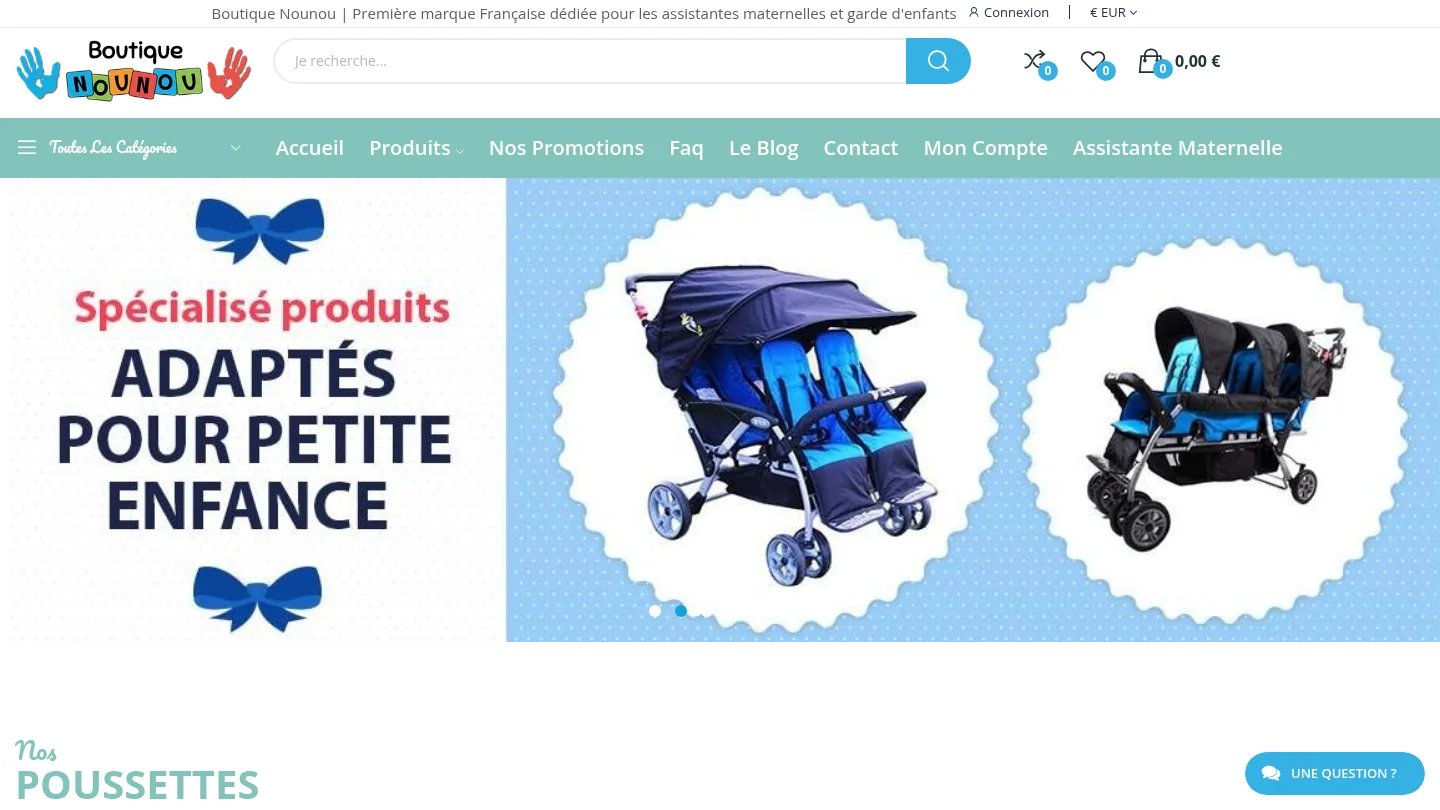 Capture de la page d’accueil de Boutique Nounou