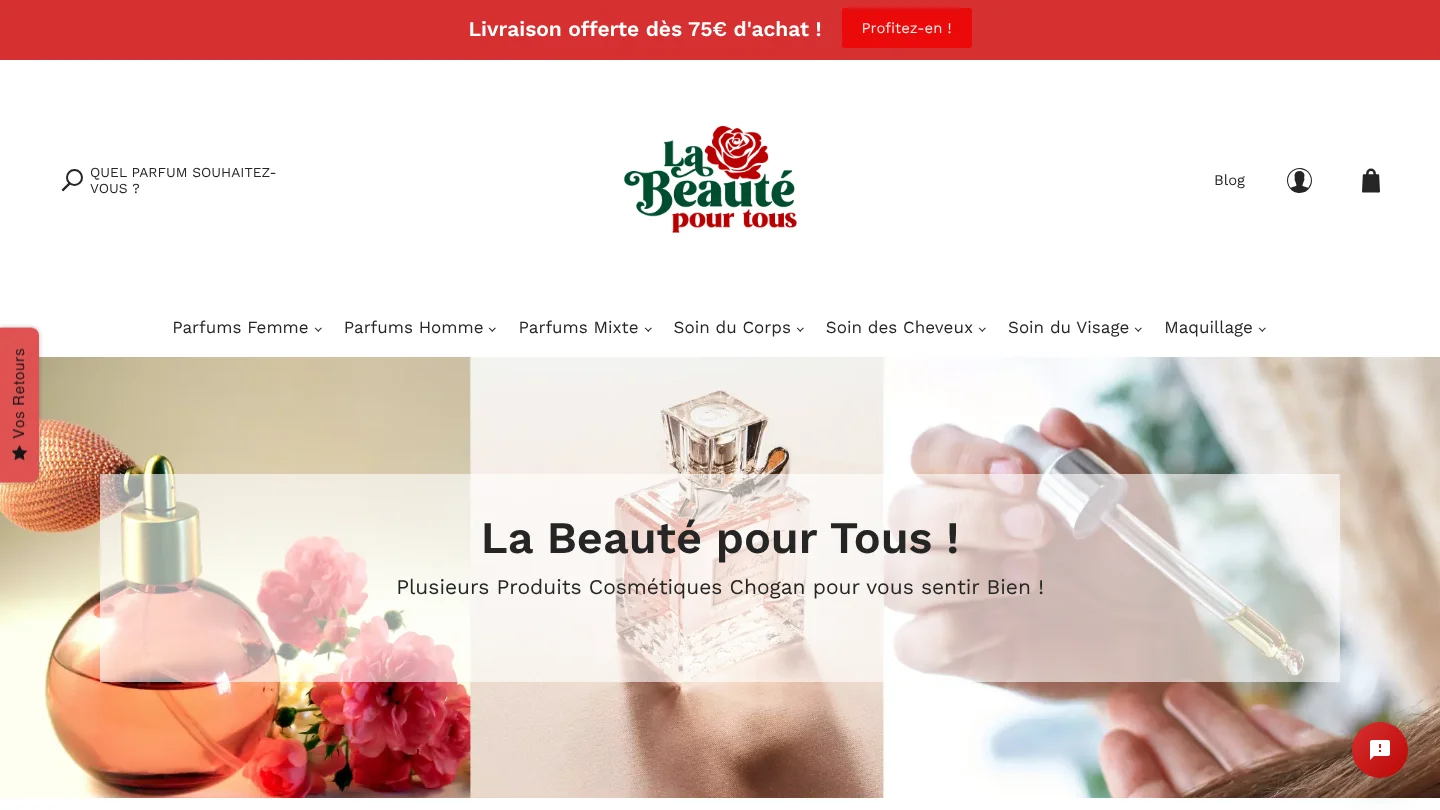 Capture de la page d’accueil de La Beauté pour Tous