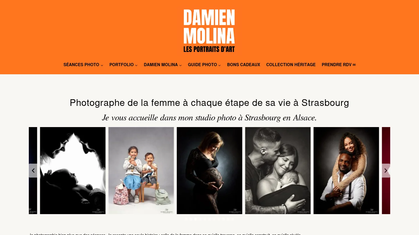 Capture de la page d’accueil de Damien Molina
