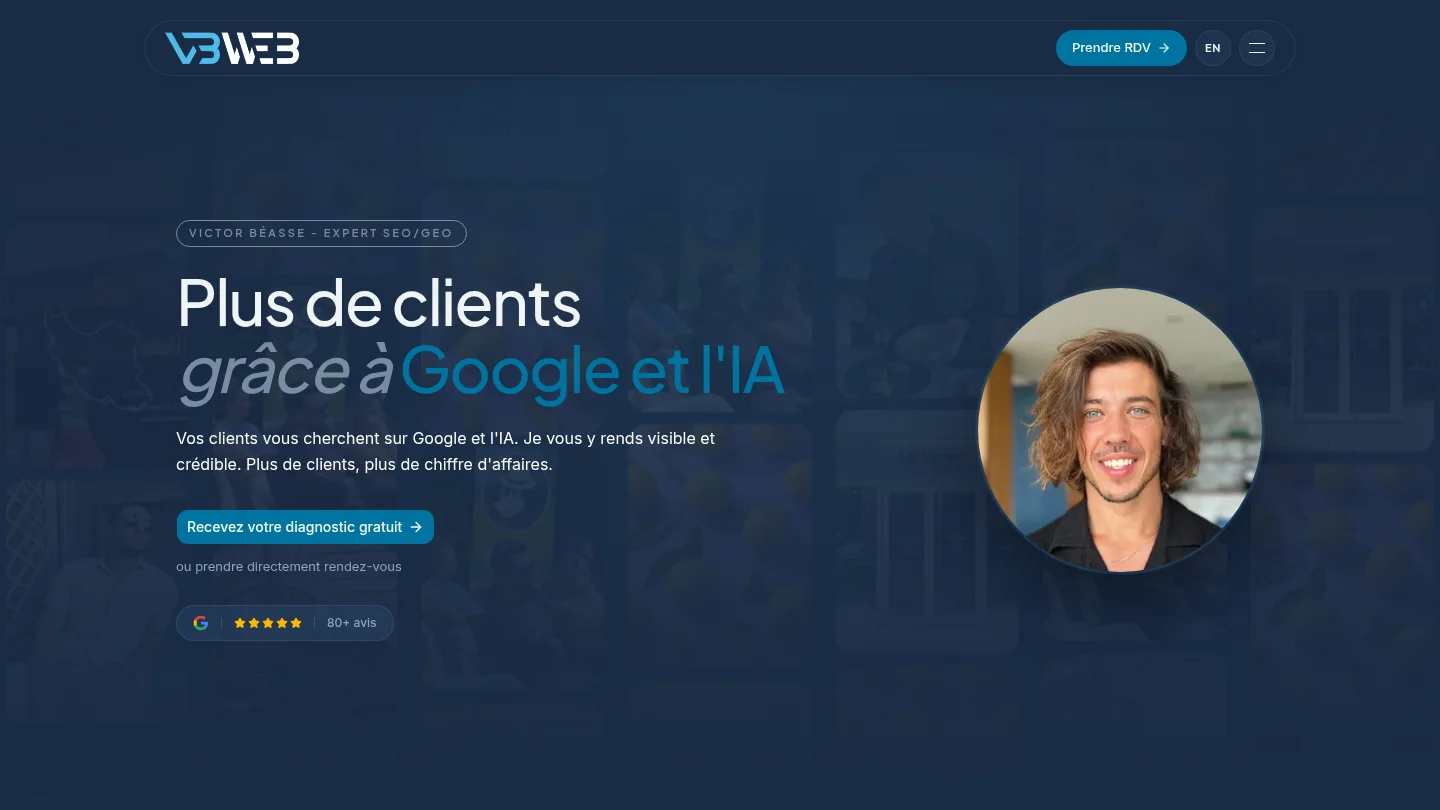 Capture de la page d’accueil de VBWEB