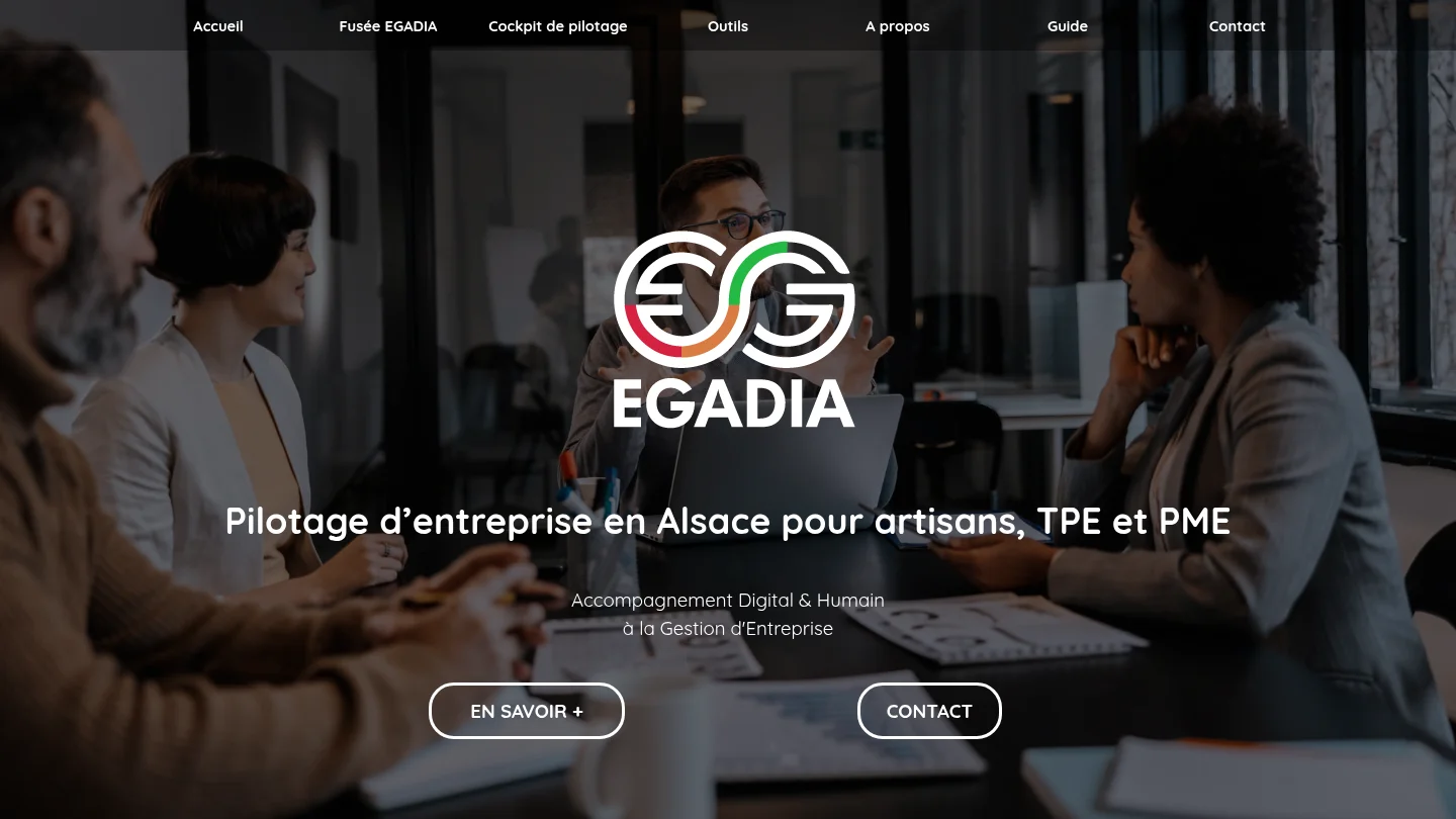 Capture de la page d’accueil de EGADIA