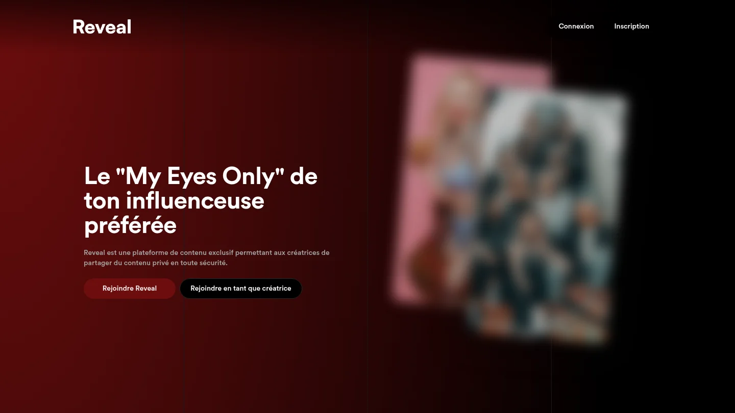 Capture de la page d’accueil de Reveal