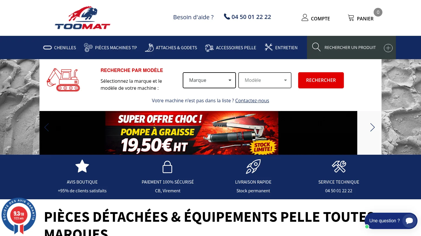 Capture de la page d’accueil de Toomat