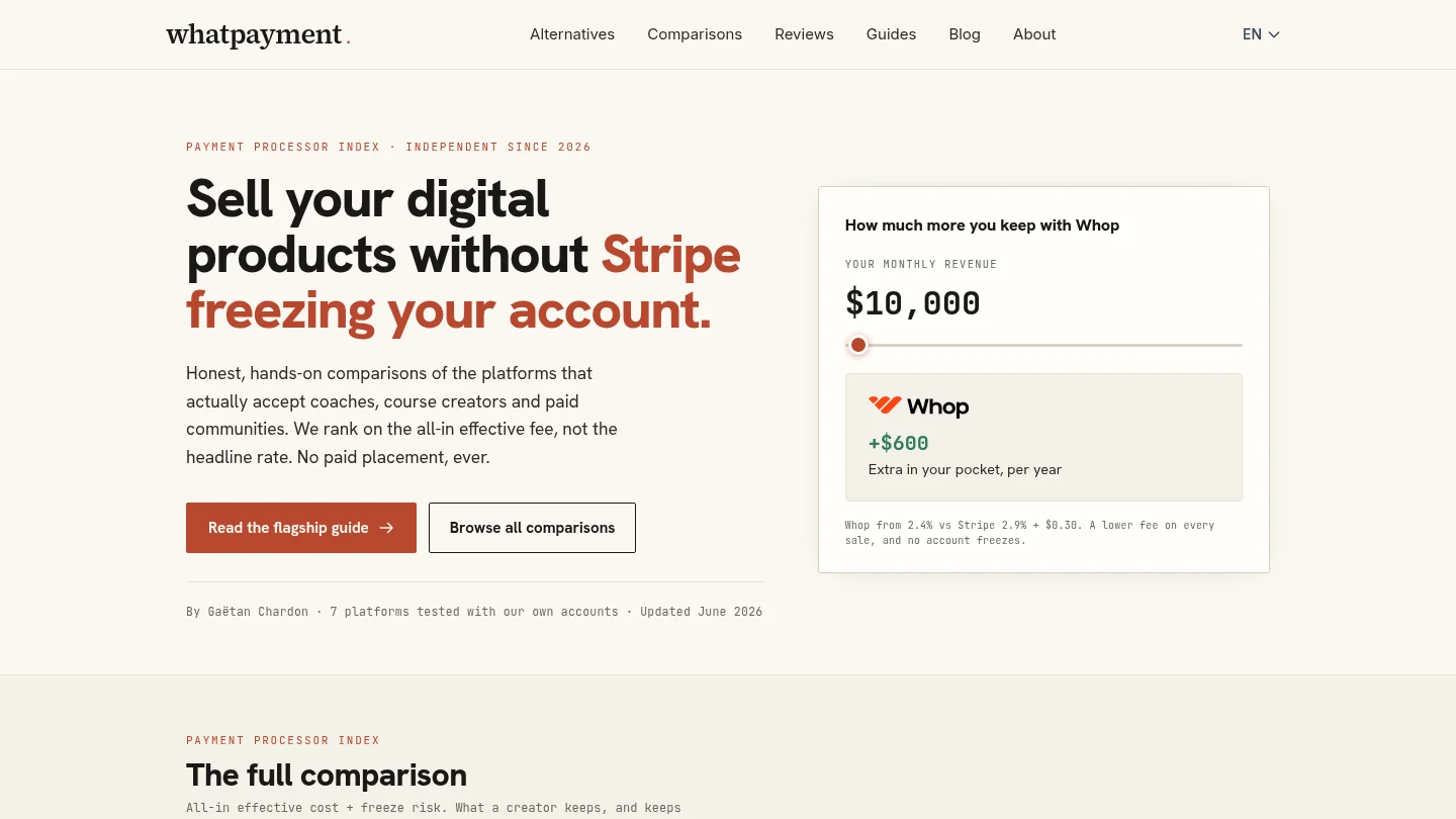 Homepage of WhatPayment