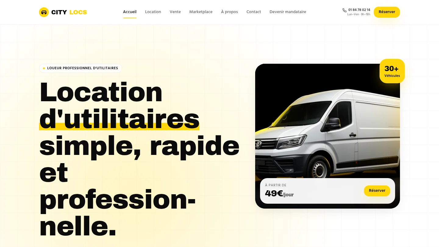 Capture de la page d’accueil de CITYLOCS