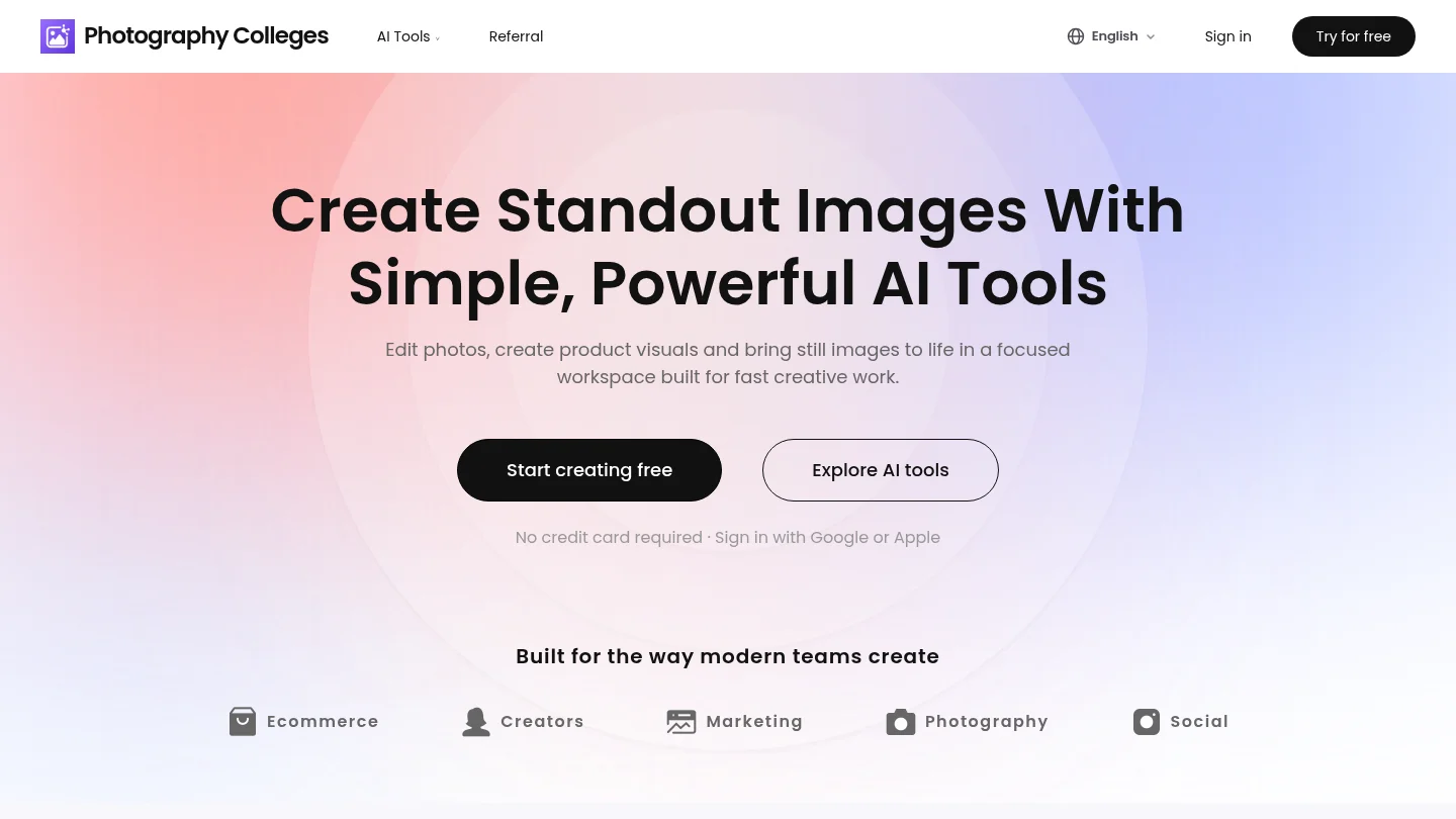 Homepage of Photography Colleges