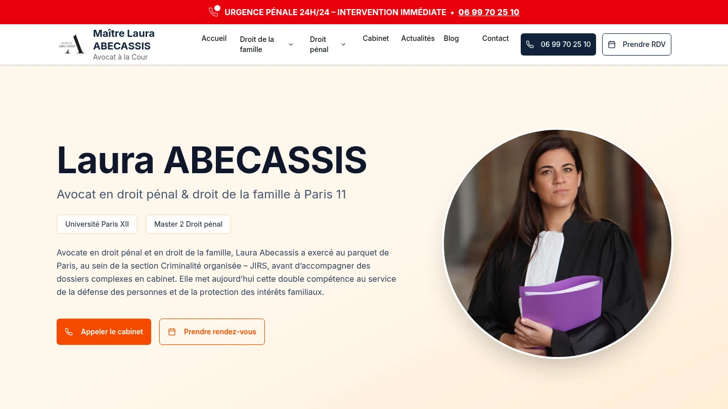 Capture de la page d’accueil de Laura Abecassis