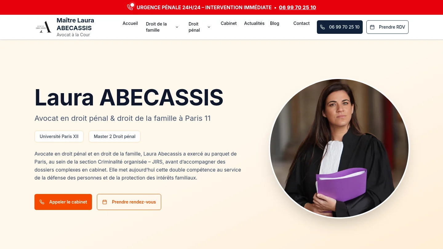 Capture de la page d’accueil de Laura Abecassis