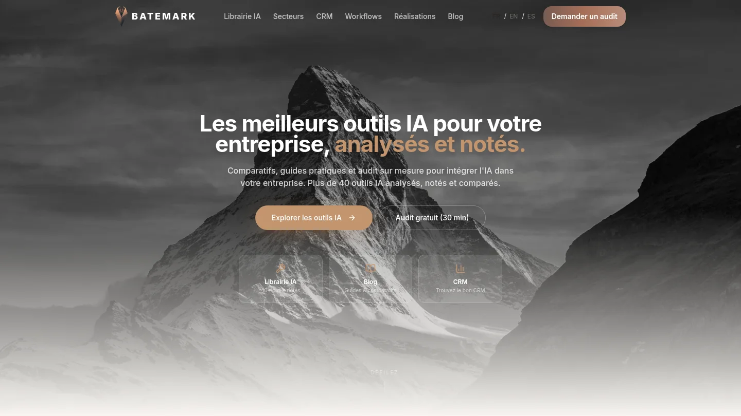 Capture de la page d’accueil de BATEMARK