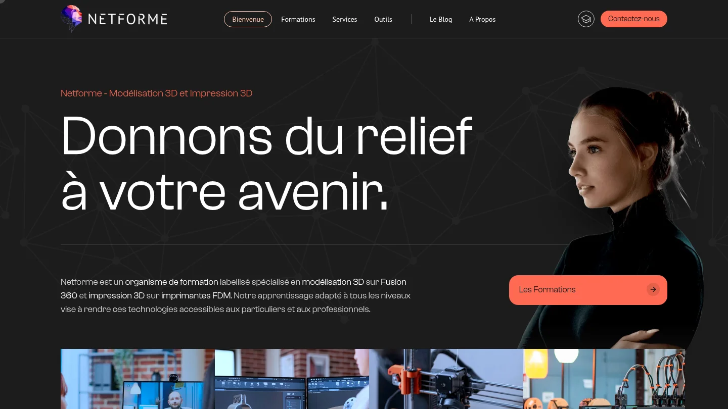 Capture de la page d’accueil de Netforme